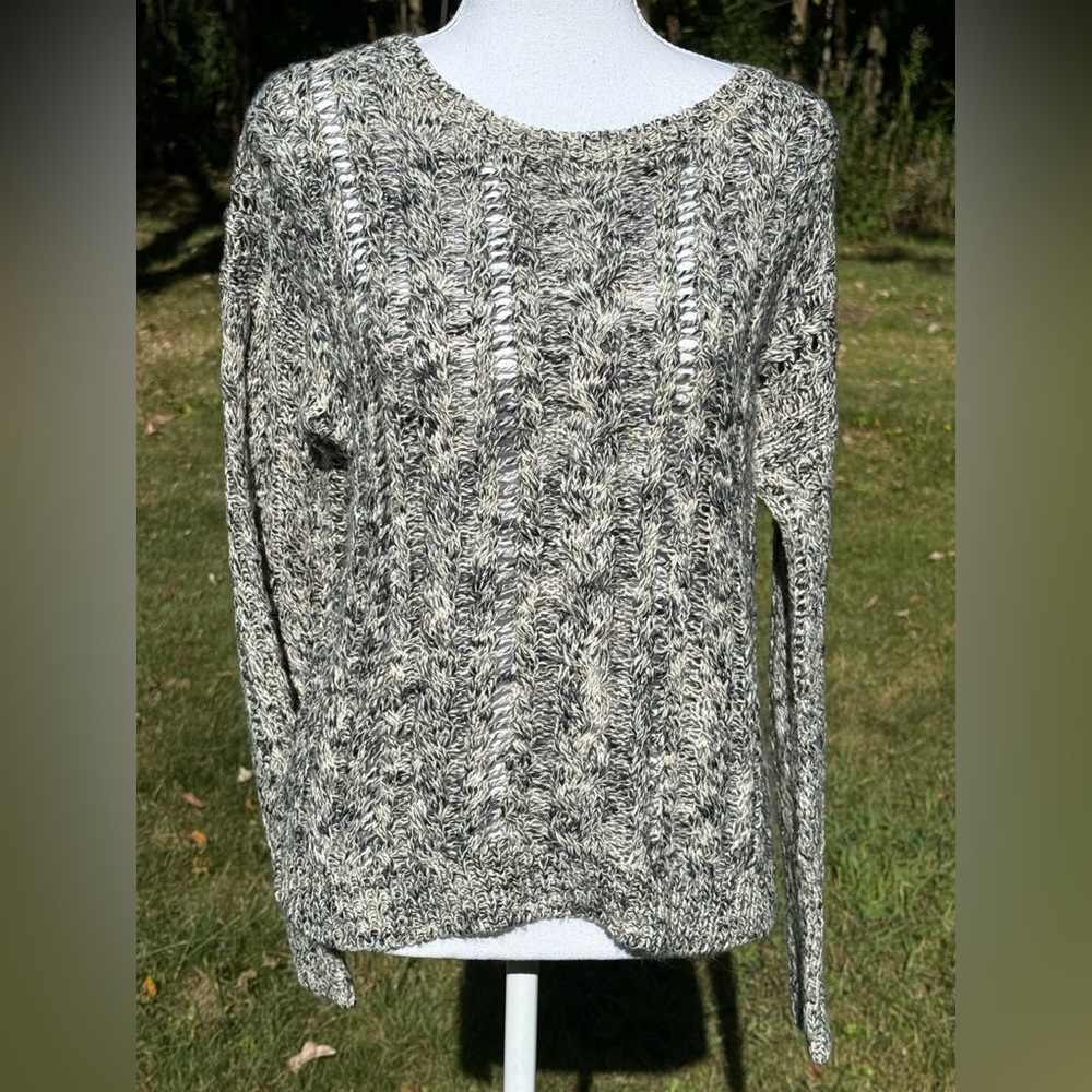 Ralph Lauren Denim & Supply Marled Open Knit Sweater | Grey/Black/White | M